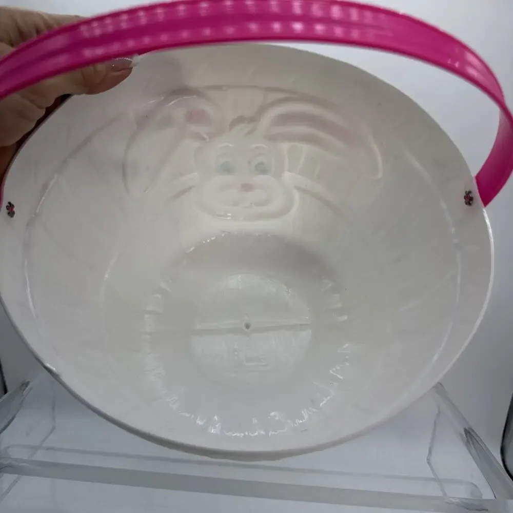 Vintage Empire Plastics Easter Basket Bucket Pail Bunny Blow Mold Quick Ship⬇️